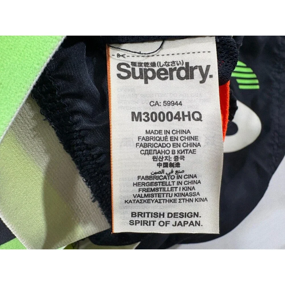 Superdry Premium Lined Swim Shorts Mens Volley Trunks Athletic Black Mesh Sz S